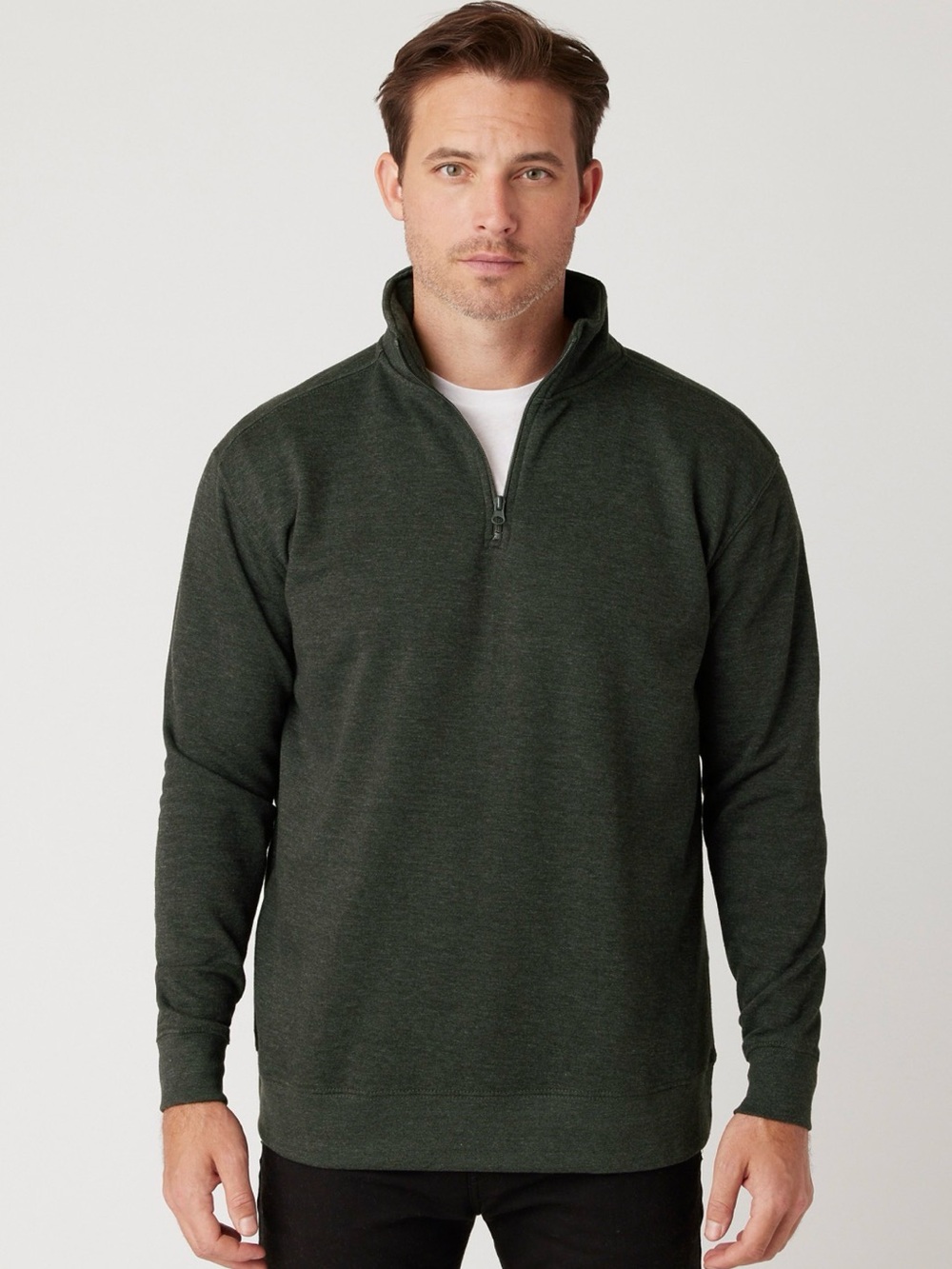 Men's Zip-Up Sweater in Charcoal Heather
